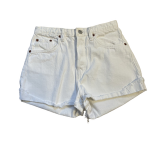 Zara White 100% Cotton High Rise Button Fly Cut Off Denim Shorts Size 4